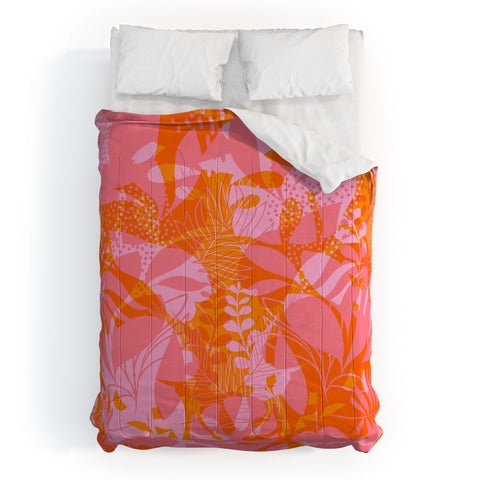 Dominique Vari Words Tropical Jungle Pattern Orange Comforter