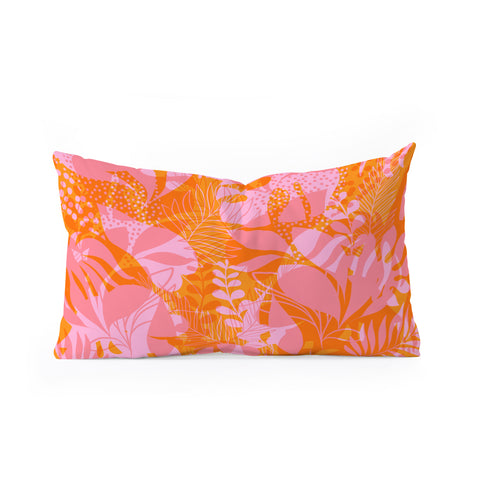 Dominique Vari Words Tropical Jungle Pattern Orange Oblong Throw Pillow