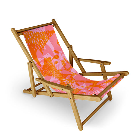 Dominique Vari Words Tropical Jungle Pattern Orange Sling Chair