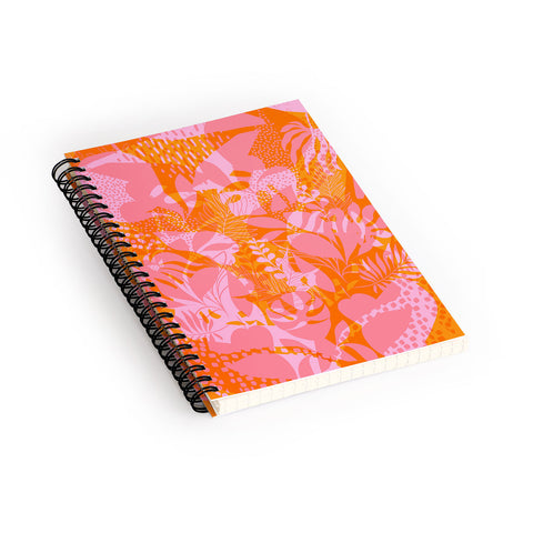 Dominique Vari Words Tropical Jungle Pattern Orange Spiral Notebook