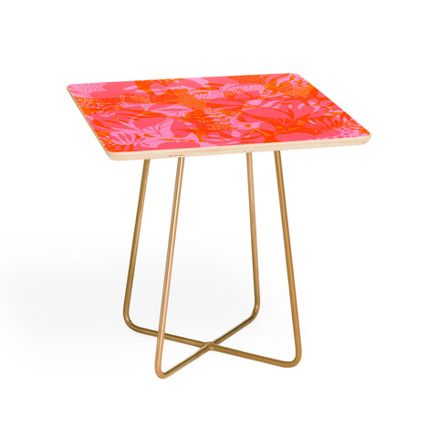 Dominique Vari Words Tropical Jungle Pattern Orange Side Table