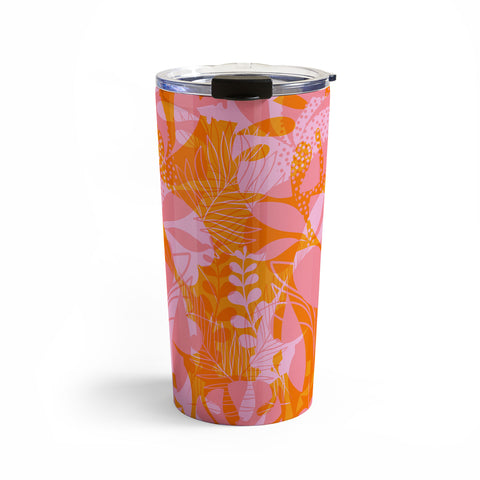 Dominique Vari Words Tropical Jungle Pattern Orange Travel Mug