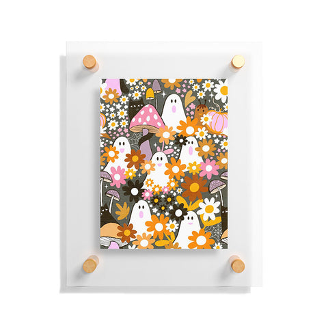 Dominique Vari Words Whimsy Halloween Retro Cats Ghosts Floating Acrylic Print