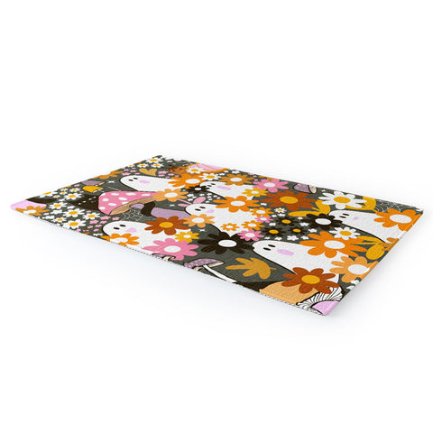 Dominique Vari Words Whimsy Halloween Retro Cats Ghosts Area Rug