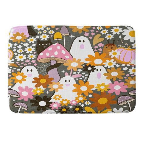 Dominique Vari Words Whimsy Halloween Retro Cats Ghosts Memory Foam Bath Mat