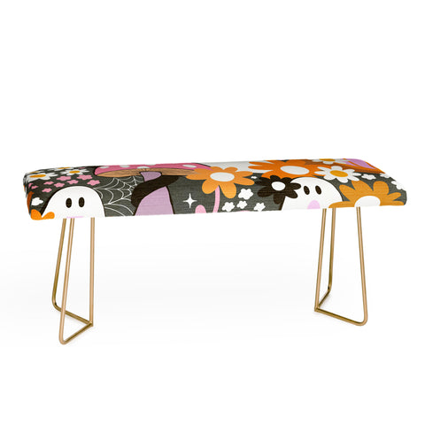 Dominique Vari Words Whimsy Halloween Retro Cats Ghosts Bench