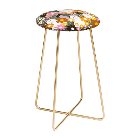 Dominique Vari Words Whimsy Halloween Retro Cats Ghosts Counter Stool