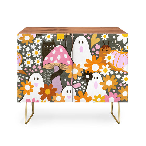 Dominique Vari Words Whimsy Halloween Retro Cats Ghosts Credenza