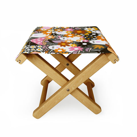 Dominique Vari Words Whimsy Halloween Retro Cats Ghosts Folding Stool