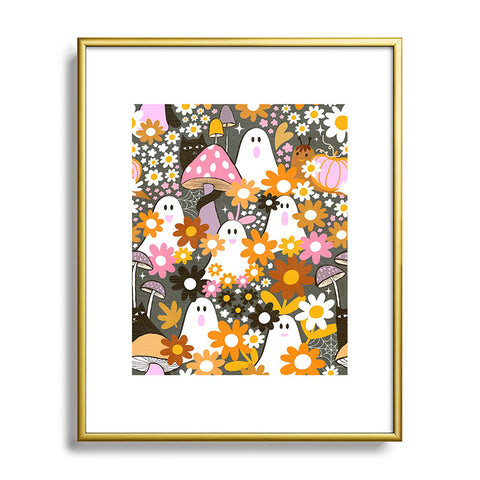 Dominique Vari Words Whimsy Halloween Retro Cats Ghosts Metal Framed Art Print