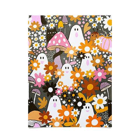 Dominique Vari Words Whimsy Halloween Retro Cats Ghosts Poster