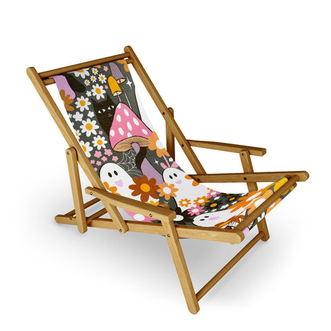 Dominique Vari Words Whimsy Halloween Retro Cats Ghosts Sling Chair