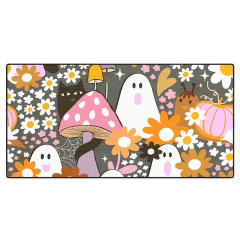Dominique Vari Words Whimsy Halloween Retro Cats Ghosts Desk Mat