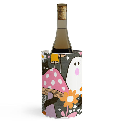 Dominique Vari Words Whimsy Halloween Retro Cats Ghosts Wine Chiller