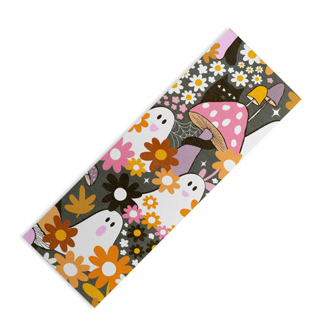 Dominique Vari Words Whimsy Halloween Retro Cats Ghosts Yoga Mat