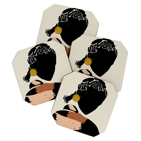 Domonique Brown Black Hair No 12 Coaster Set