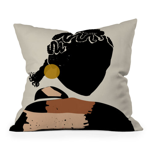 Domonique Brown Black Hair No 12 Outdoor Throw Pillow