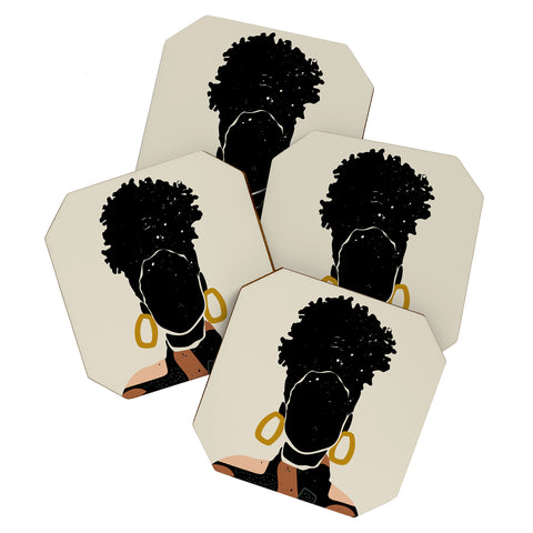 Domonique Brown Black Hair No 14 Coaster Set
