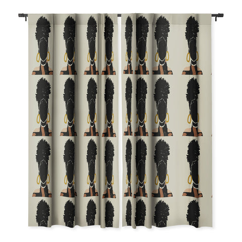 Domonique Brown Black Hair No 14 Blackout Window Curtain
