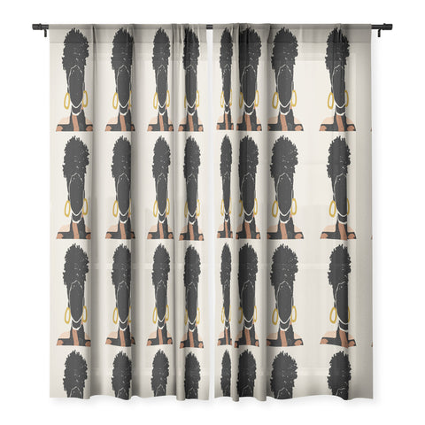 Domonique Brown Black Hair No 14 Sheer Window Curtain