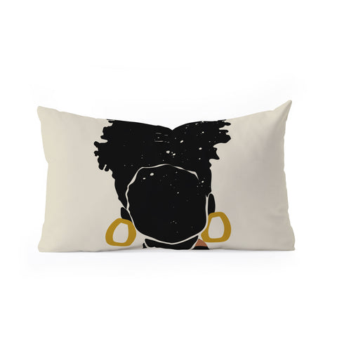 Domonique Brown Black Hair No 14 Oblong Throw Pillow
