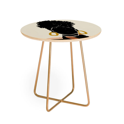 Domonique Brown Black Hair No 14 Round Side Table
