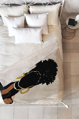 Domonique Brown Black Hair No 14 Fleece Throw Blanket