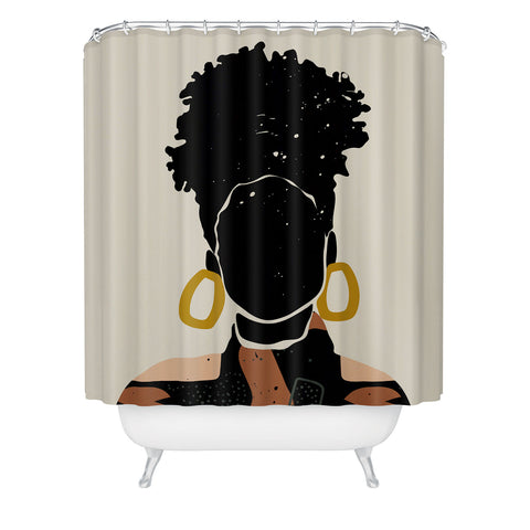 Domonique Brown Black Hair No 14 Shower Curtain