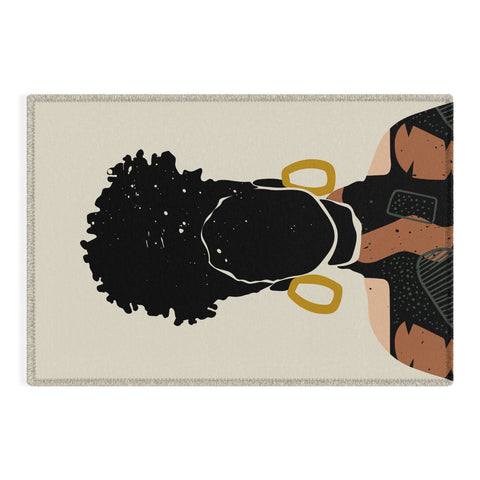Domonique Brown Black Hair No 14 Outdoor Rug
