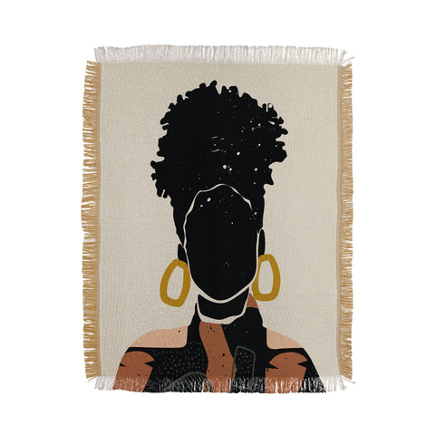 Domonique Brown Black Hair No 14 Throw Blanket