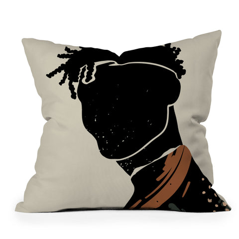 Domonique Brown Black Hair No 2 Outdoor Throw Pillow