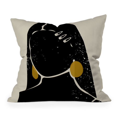 Domonique Brown Black Hair No 3 Outdoor Throw Pillow