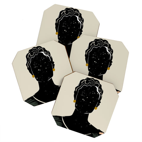 Domonique Brown Black Hair No 5 Coaster Set