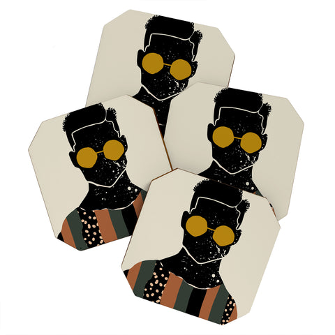Domonique Brown Black Hair No 7 Coaster Set