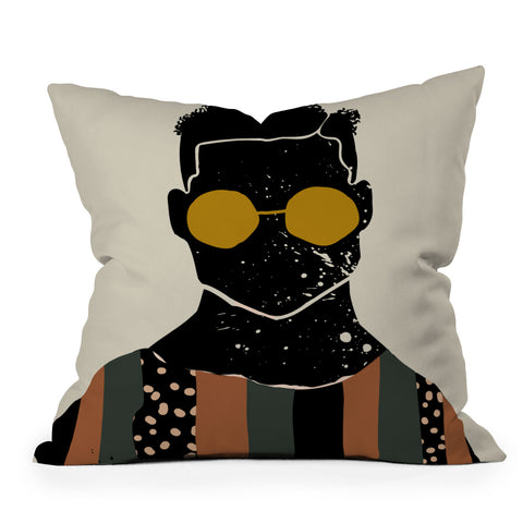 Domonique Brown Black Hair No 7 Outdoor Throw Pillow