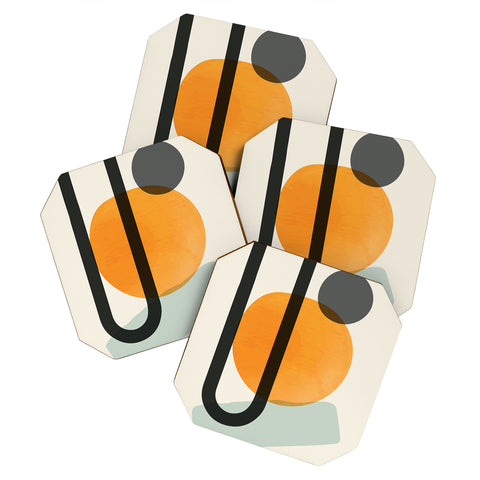 Domonique Brown Oranges Coaster Set