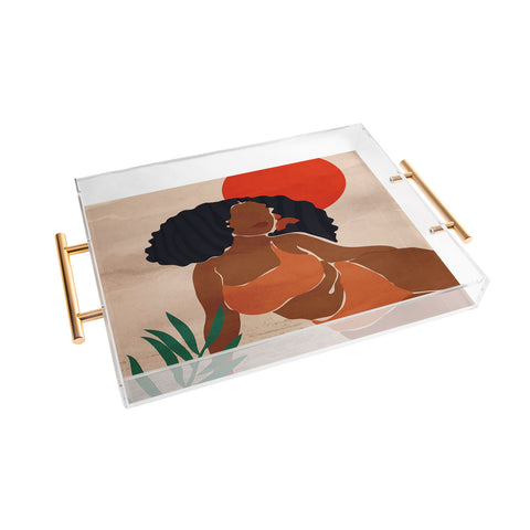 Domonique Brown Red Sun Acrylic Tray