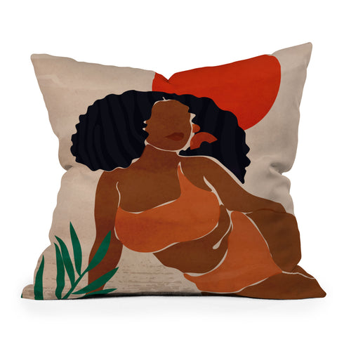 Domonique Brown Red Sun Outdoor Throw Pillow