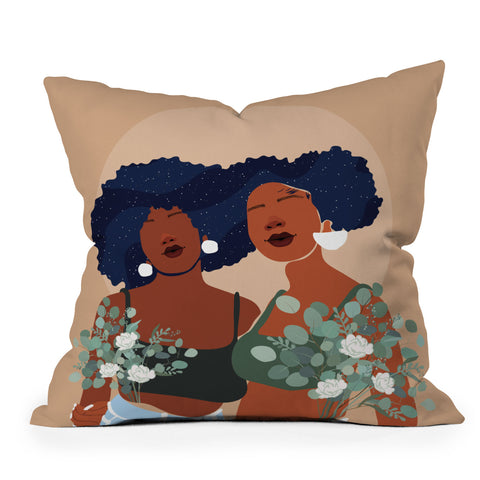 Domonique Brown Soul Sisters Outdoor Throw Pillow