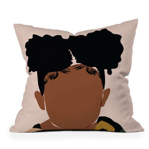Domonique Brown Two Puffs Outdoor Throw Pillow