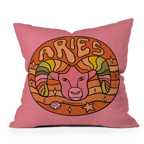 Doodle By Meg 2020 Aries Outdoor Throw Pillow
