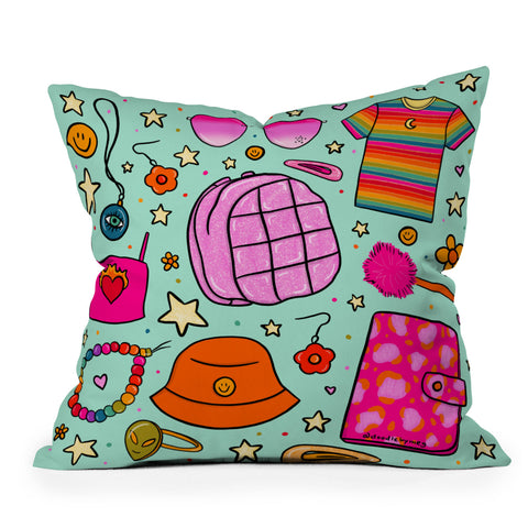 Doodle By Meg 90s Things Print Outdoor Throw Pillow