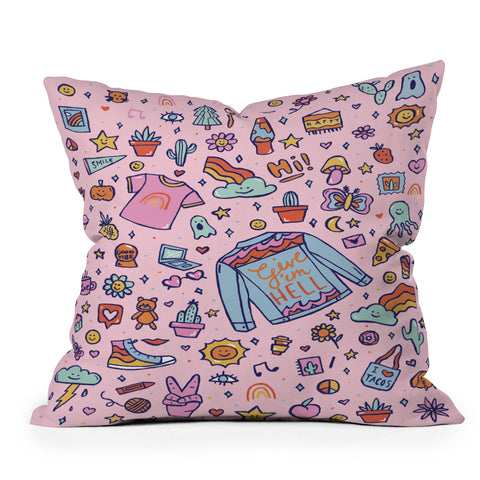 Doodle By Meg All the Fun Things Outdoor Throw Pillow