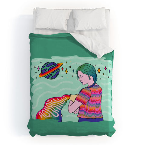 Doodle By Meg Aquarius Babe Duvet Cover