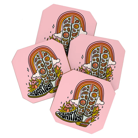 Doodle By Meg Aquarius Cowboy Boot Coaster Set