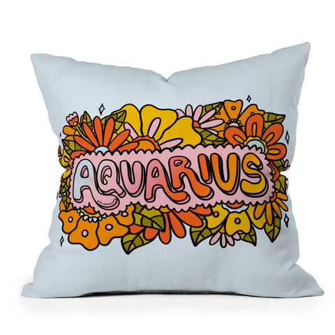 Doodle By Meg Aquarius Flowers Outdoor Throw Pillow