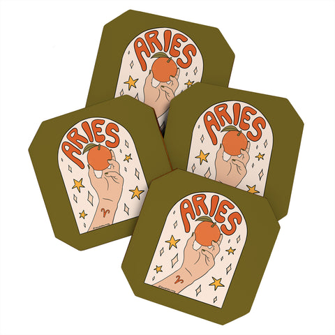 Doodle By Meg Aries Orange Coaster Set