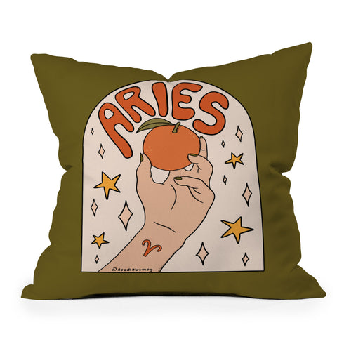Doodle By Meg Aries Orange Outdoor Throw Pillow