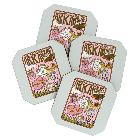 Doodle By Meg Arkansas Wildflowers Coaster Set