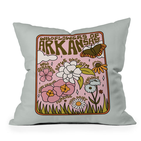 Doodle By Meg Arkansas Wildflowers Outdoor Throw Pillow
